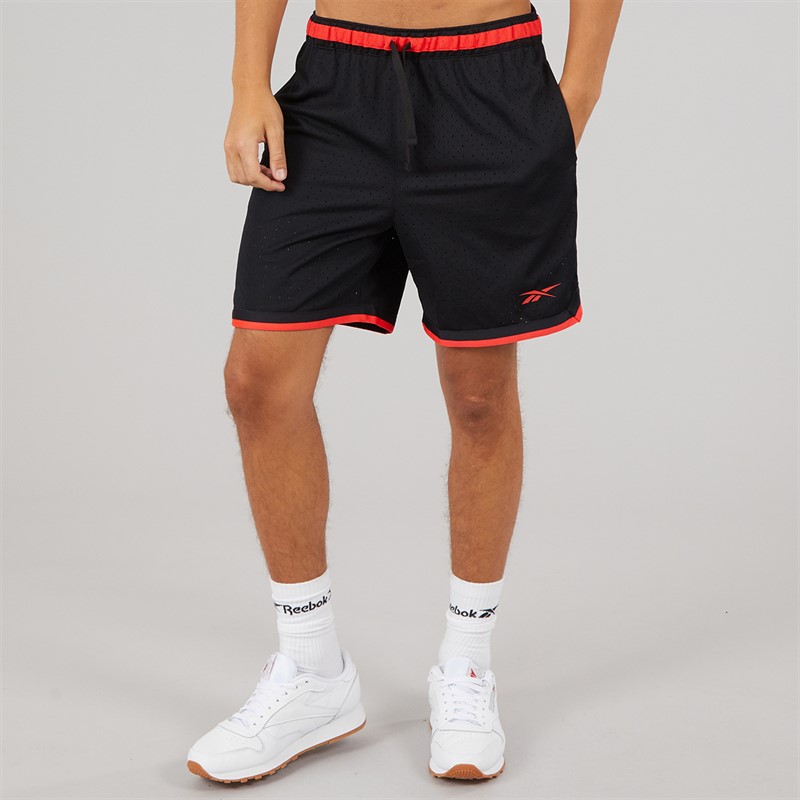 Reebok Mens Reebok Basketball 7 Inch Transition Shorts Black/Energy Red
