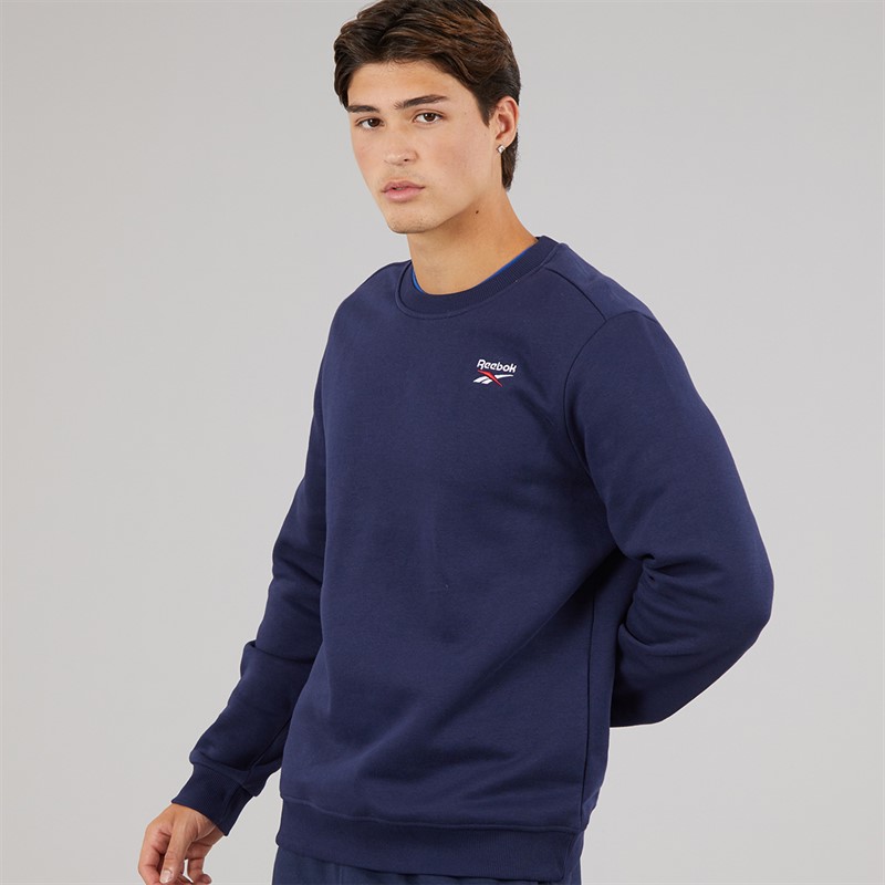 Reebok Mens Reebok Identity Small Logo Fleece Sweatshirt Vector Navy