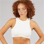 Reebok Womens Wardrobe Essentials Light Support Cotton Sports Bra Top Chalk