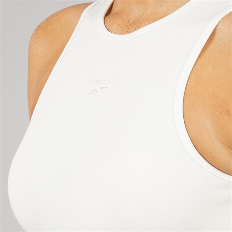 Reebok Womens Wardrobe Essentials Light Support Cotton Sports Bra Top Chalk