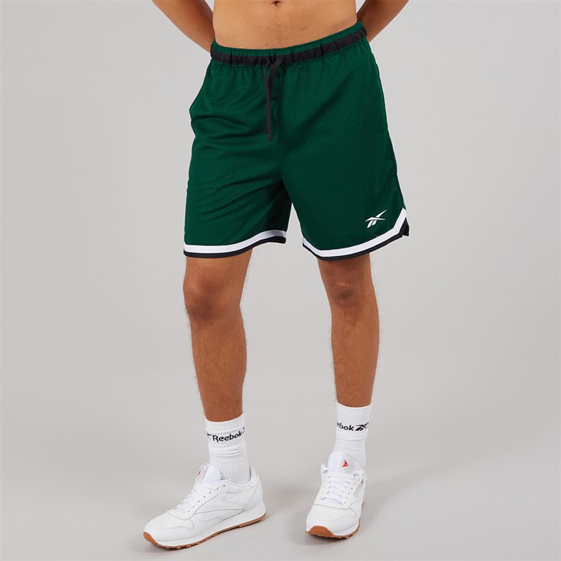 Reebok Mens Basketball 7 Inch Transition Shorts Collegiate Green