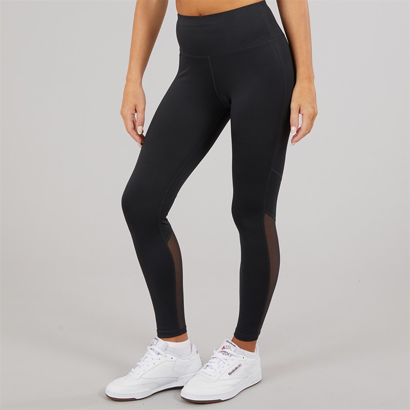 Reebok Womens Workout Ready Basic Mesh Tight Leggings Night Black