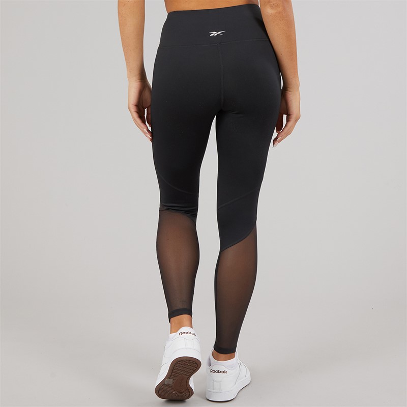 Reebok Womens Workout Ready Basic Mesh Tight Leggings Night Black