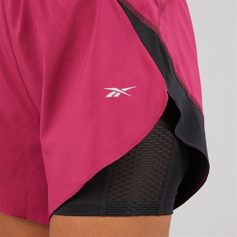 Reebok Womens Running 2-In-1 Shorts Very Berry