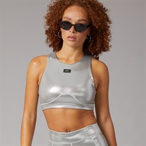 Reebok Womens X Angel Collection Lux Contour Light Support Crop Top Chrome Peyer Pantone