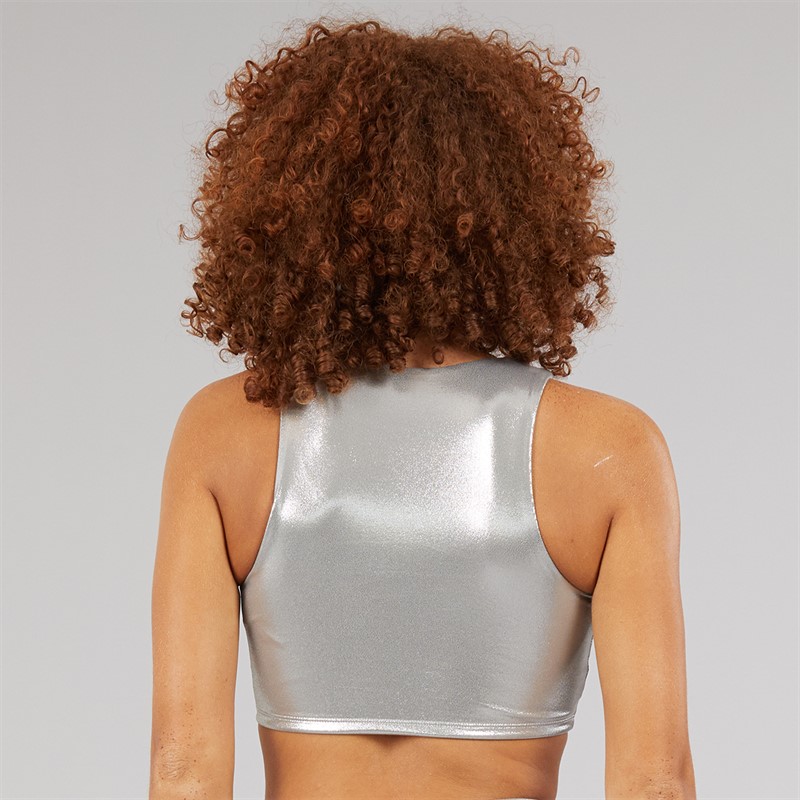 Reebok Womens X Angel Collection Lux Contour Light Support Crop Top Chrome Peyer Pantone