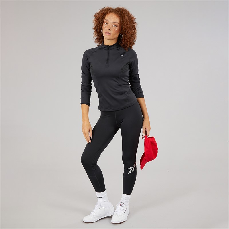 Reebok Womens Running 1/4 Zip Top Night Black