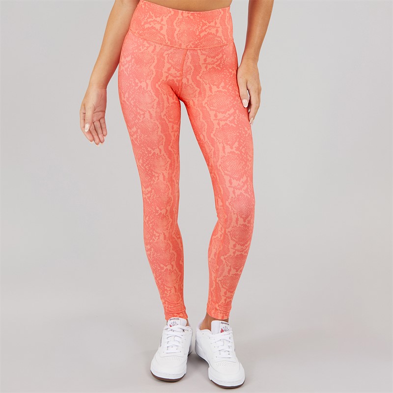 Reebok Womens ID Train AOP High Waist Tight Leggings Sunset Coral