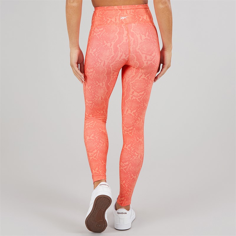 Reebok Womens ID Train AOP High Waist Tight Leggings Sunset Coral