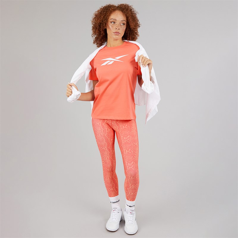 Reebok Womens ID Train AOP High Waist Tight Leggings Sunset Coral