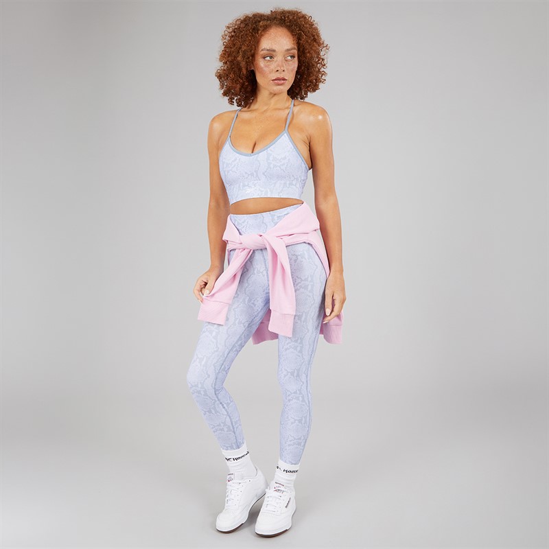 Reebok Womens ID Train AOP Light Support Sports Bra Top Y2K Blue