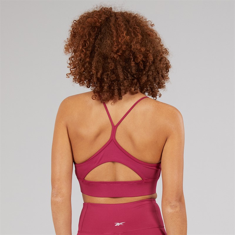 Reebok Womens ID Train Tri Back Light Support Sports Bra Top Very Berry
