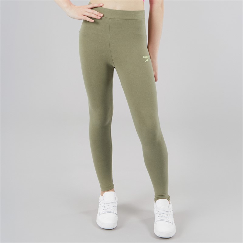 Reebok Junior Girls Core Leggings Khaki