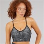 Reebok Womens ID Train AOP Light Support Sports Bra Top Black
