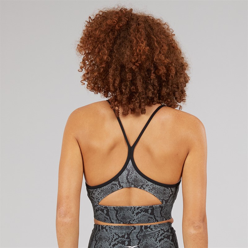 Reebok Womens ID Train AOP Light Support Sports Bra Top Black
