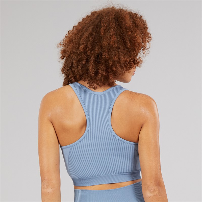 Reebok Womens RBK Lab Seamless Light Support Sports Bra Top Upgrade Blue