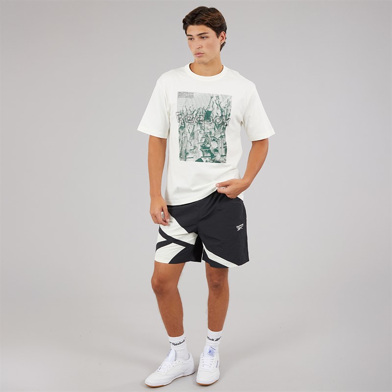 Reebok Mens Classics Vector 7 Inch Woven Shorts Black/Chalk