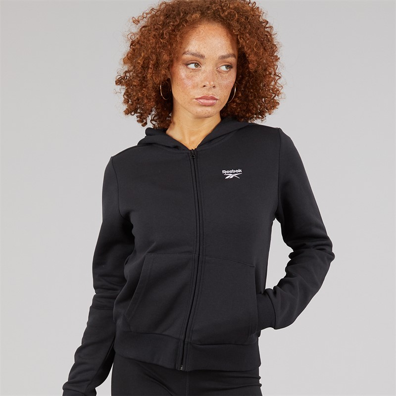 Reebok Womens Reebok Identity Small Logo Fleece Full Zip Hoodie Black
