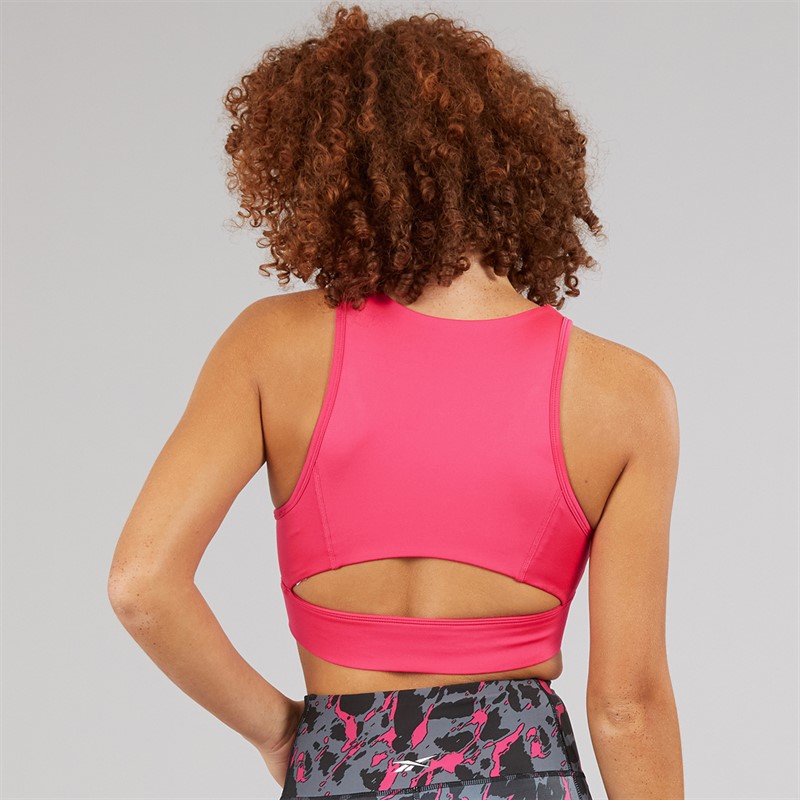 Reebok Womens ID Train High Support Sports Bra Top Bold Pink