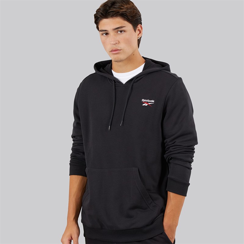 Reebok Mens Reebok Identity Small Logo Hoodie Black/White/Vector Red