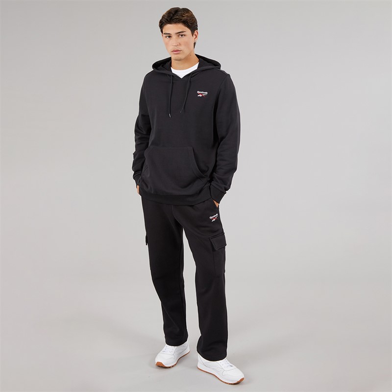Reebok Mens Reebok Identity Small Logo Hoodie Black/White/Vector Red