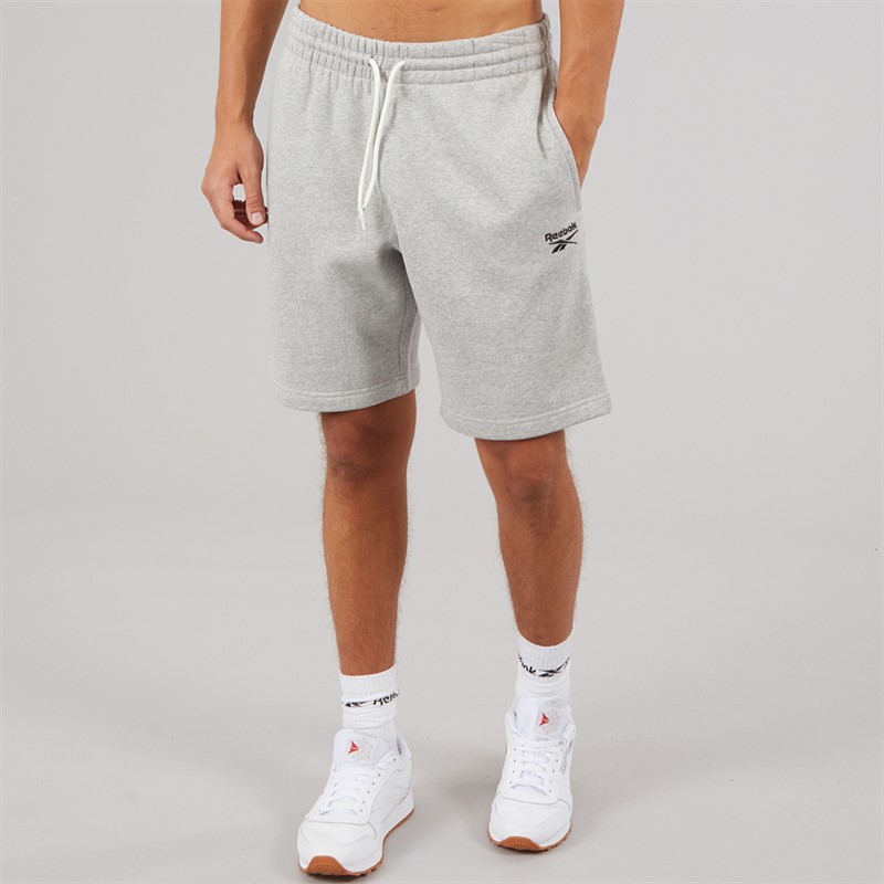 Reebok Mens Reebok Identity Small Logo Fleece Shorts Mediume Grey Heather/Medium Grey Heather