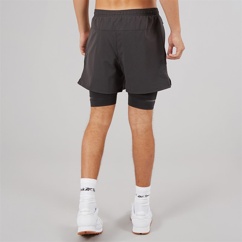 Reebok Mens RBK Lab 2-In-1 Training Shorts Washed Black