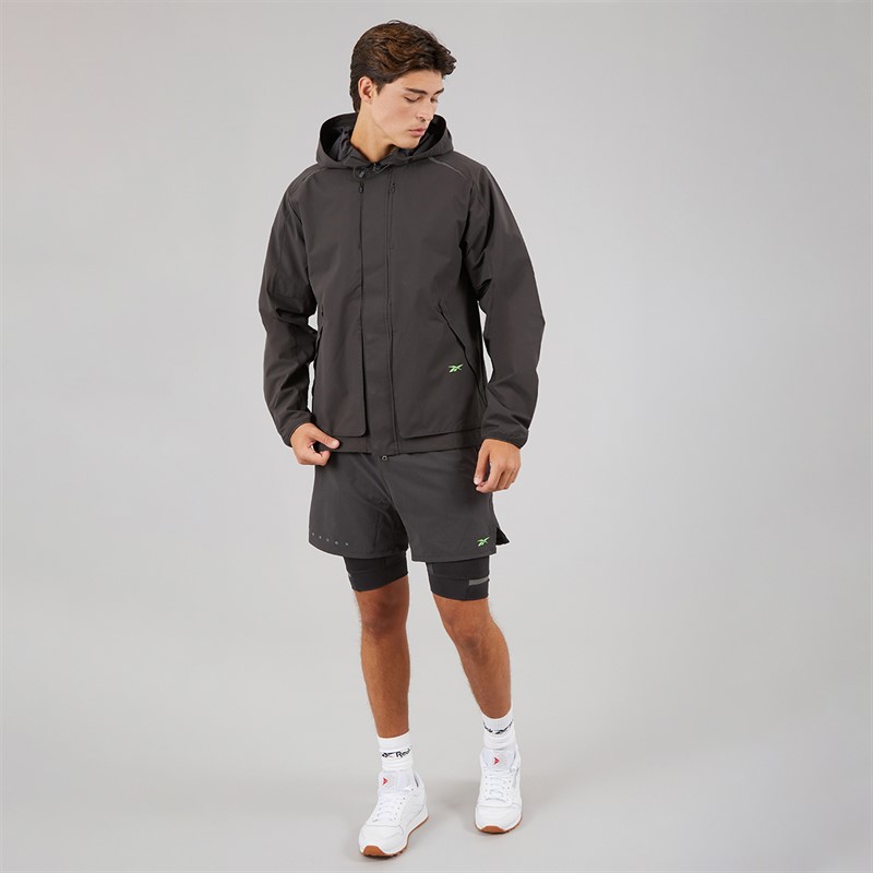 Reebok Mens RBK Lab 2-In-1 Training Shorts Washed Black