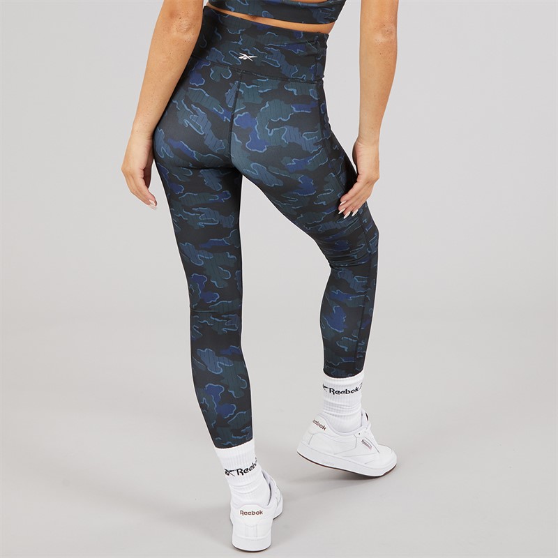 Reebok Womens ID Train Camo High Waist Tight Leggings Black