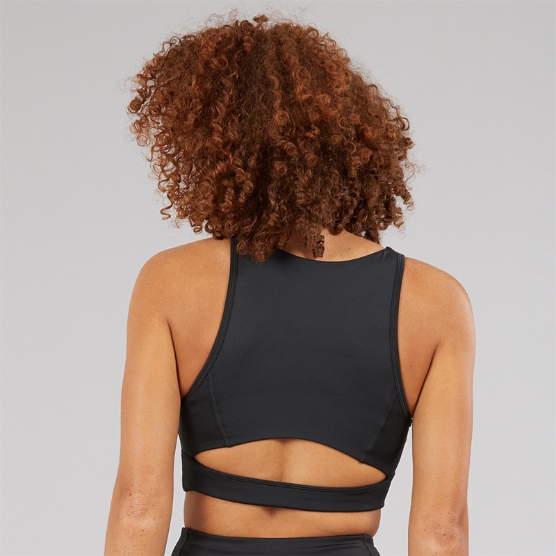 Reebok Womens ID Train High Support Sports Bra Top Night Black