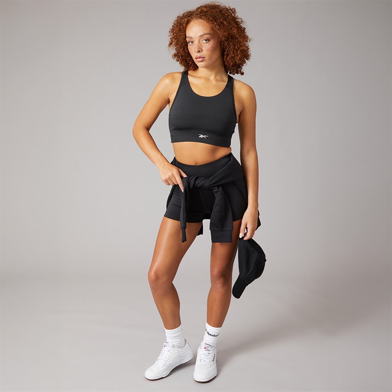 Reebok Womens ID Train High Support Sports Bra Top Night Black