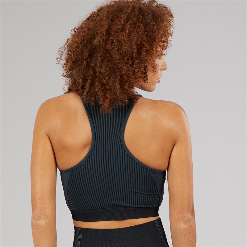 Reebok Womens RBK Lab Seamless Light Support Sports Bra Top Black
