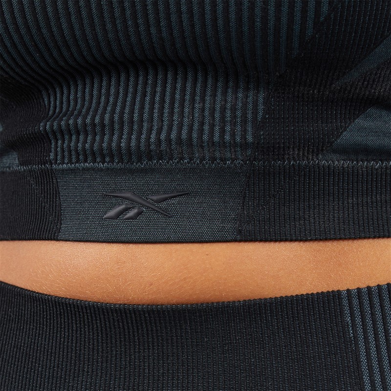 Reebok Womens RBK Lab Seamless Light Support Sports Bra Top Black