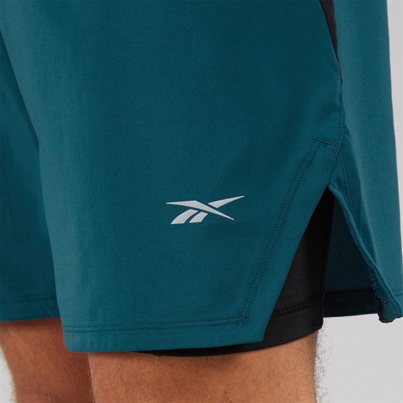 Reebok Mens Running 2-In-1 Shorts Escape Blue