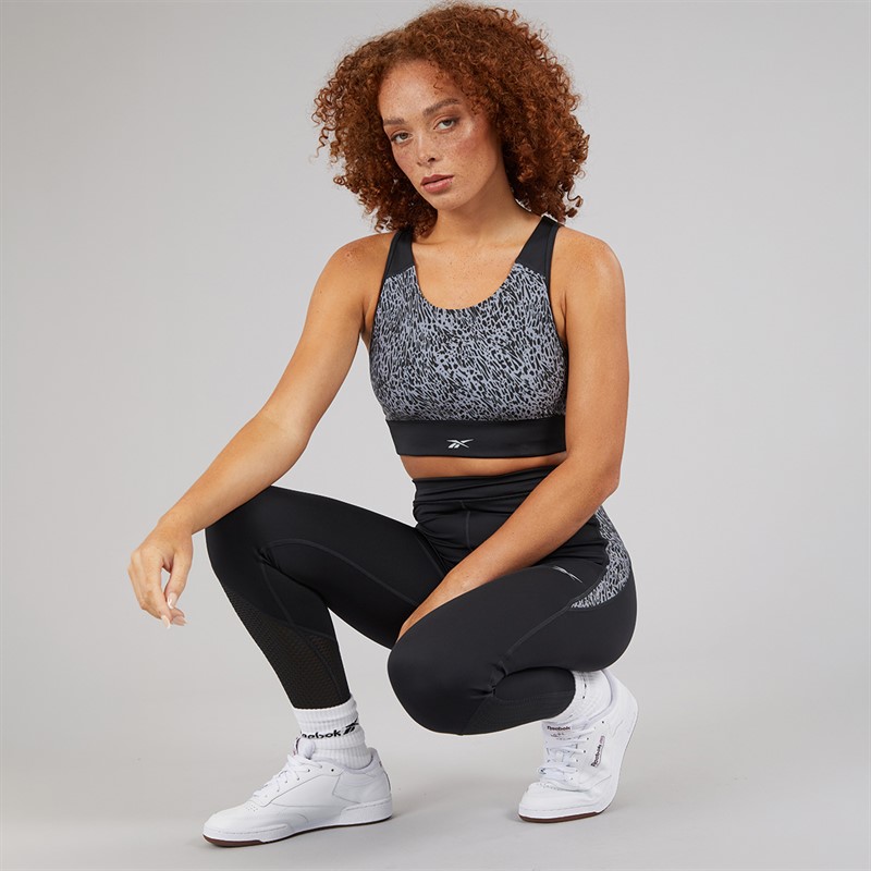 Reebok Womens Running AOP High Waisted Tight Leggings Night Black
