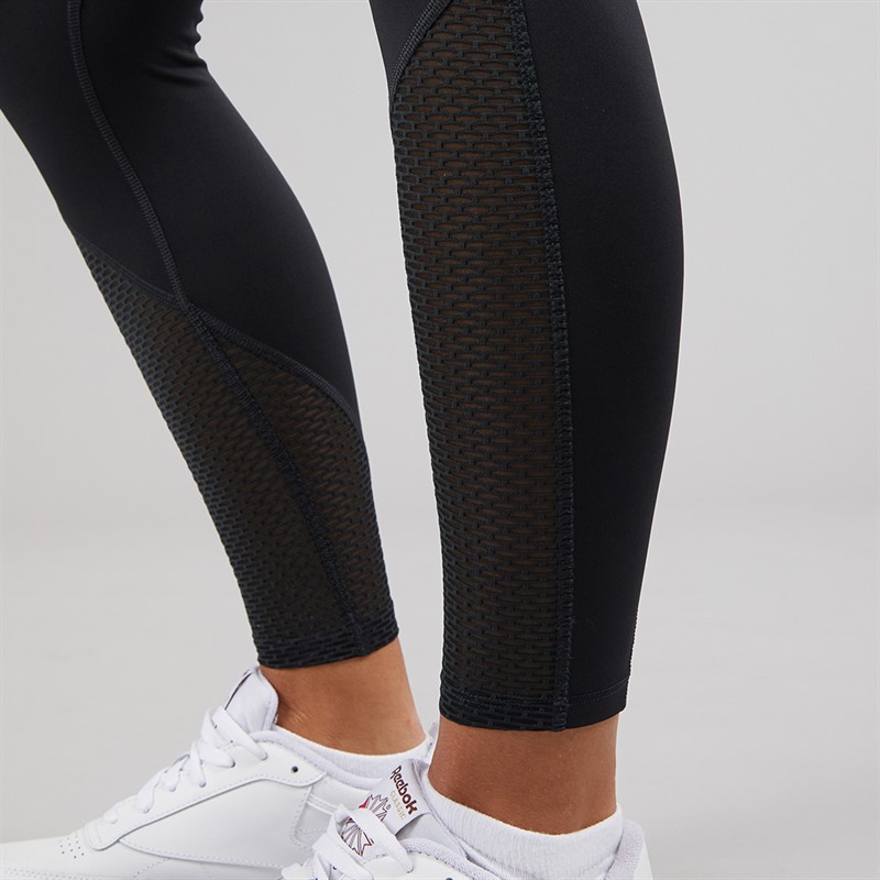 Reebok Womens Running AOP High Waisted Tight Leggings Night Black