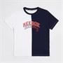Reebok Junior Boys Spliced Logo T-Shirt Navy