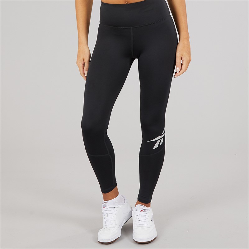 Reebok Womens Running Vector Logo High Waist Tight Legging Night Black