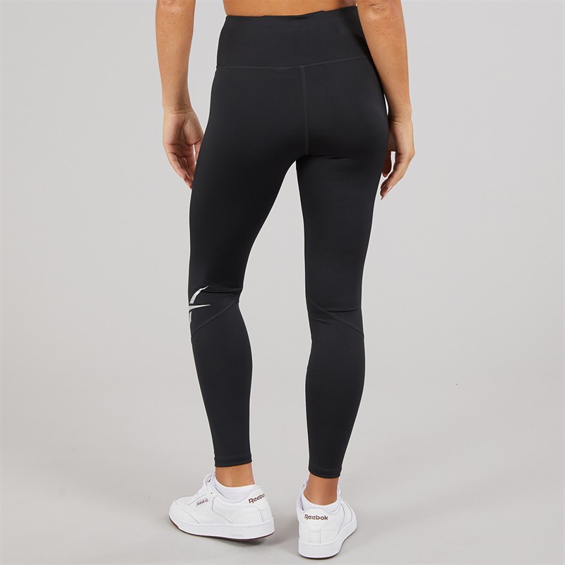Reebok Womens Running Vector Logo High Waist Tight Legging Night Black