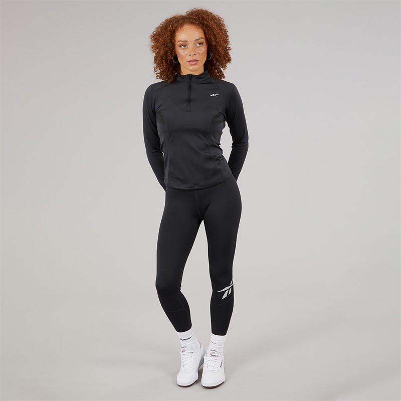 Reebok Womens Running Vector Logo High Waist Tight Legging Night Black