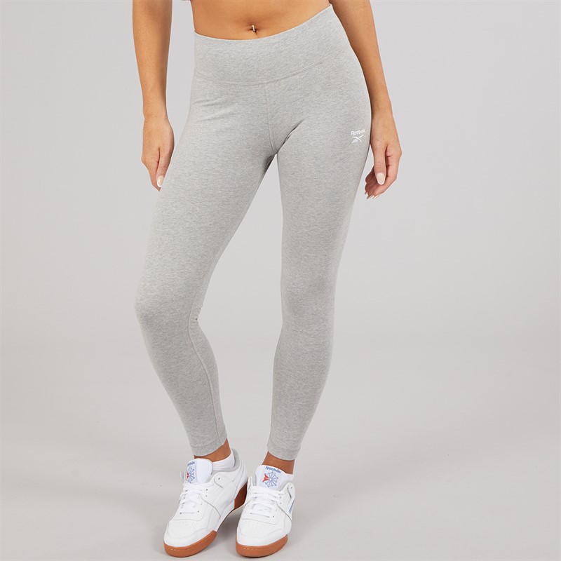 Reebok Womens Reebok Identity Small Logo Cotton Leggings Medium Grey Heather