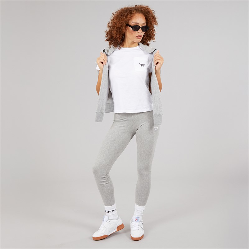 Reebok Womens Reebok Identity Small Logo Cotton Leggings Medium Grey Heather