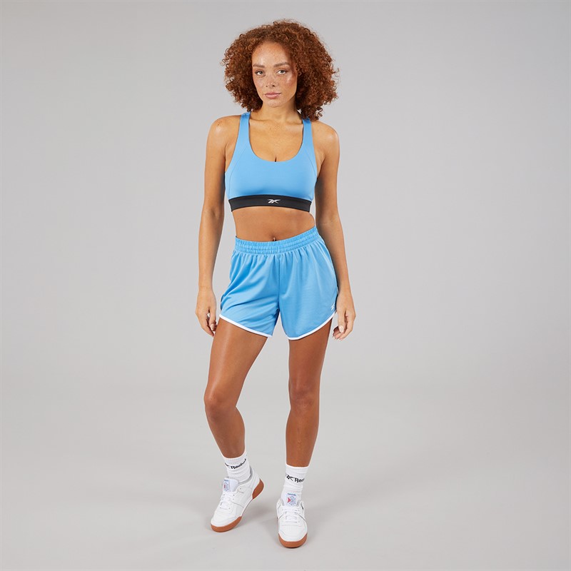 Reebok Damen ID Train Racer Leichter Halt Sport BH Top Recovery Blue