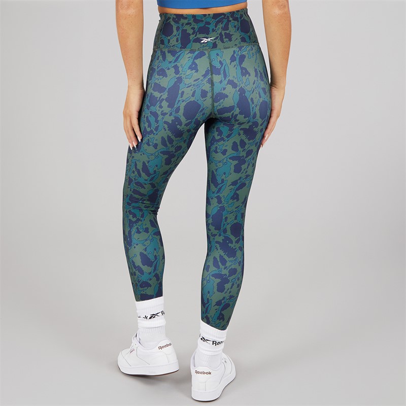 Reebok Damen ID Train AOP Hohe Taille Enge Leggings Escape Green