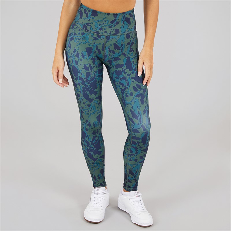 Reebok Damen ID Train AOP Hohe Taille Enge Leggings Escape Green