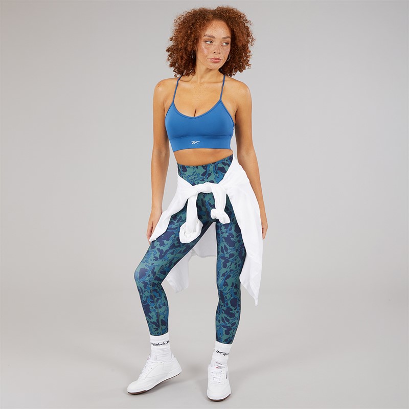Reebok Damen ID Train Tri-Back Leichter Sport BH Top Twilight Blue