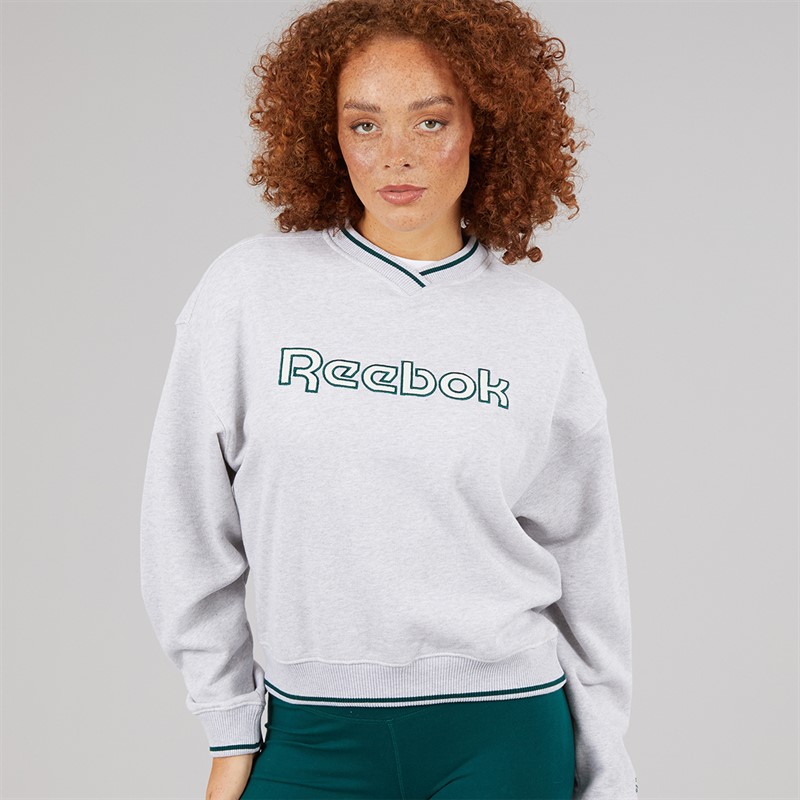 Reebok Damen Team Rundhalsausschnitt Sweatshirt Light Grey Heather