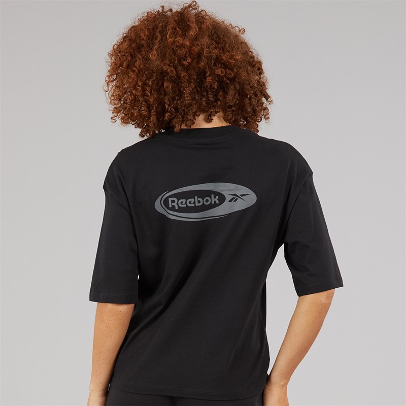 Reebok Damen Identity Energie Marke Stolz T Shirt Schwarz