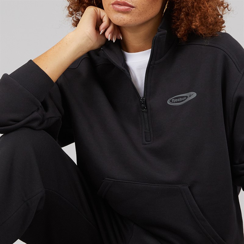 Reebok Damen Identität Energie Marke stolze Identität Schicht 1/2 Reißverschluss Schwarz