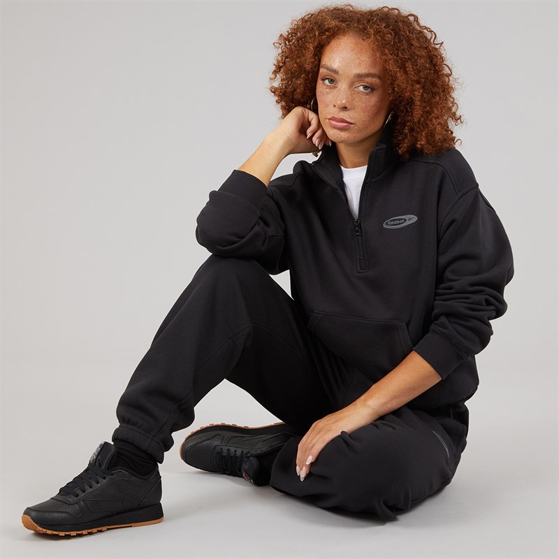 Reebok Damen Identität Energie Marke stolze Identität Schicht 1/2 Reißverschluss Schwarz